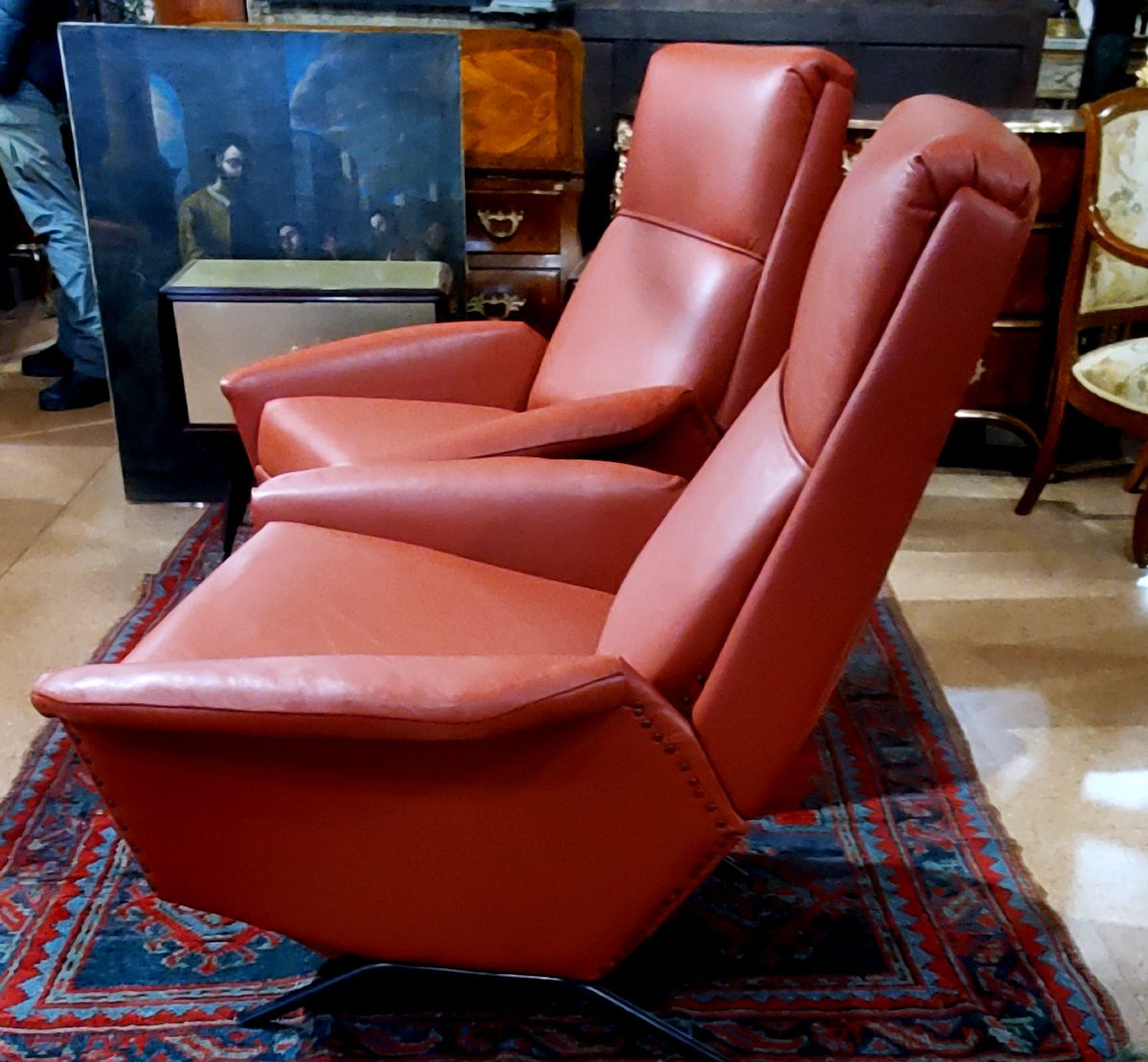Two Original Armchairs From The 1960s, Completely Restored -photo-2