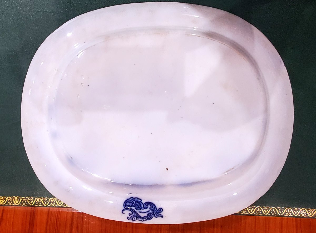 Seven Antique English Porcelain Plates And A Centerpiece, Bearing The Wampoa -photo-6