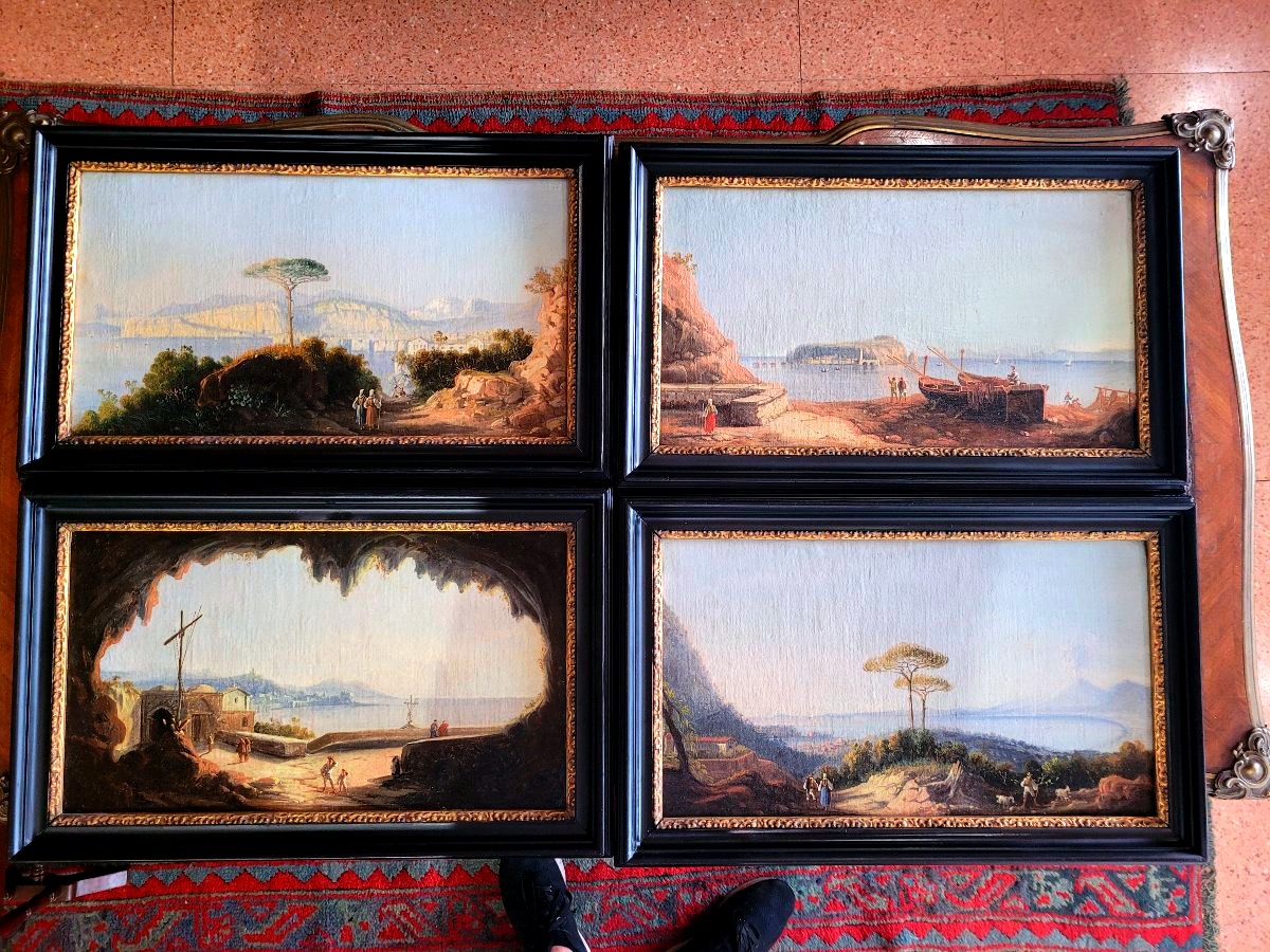 Four Views Of The Gulf Of Naples And Posillipo – Posillipo School, First Half Of The 19th Century
