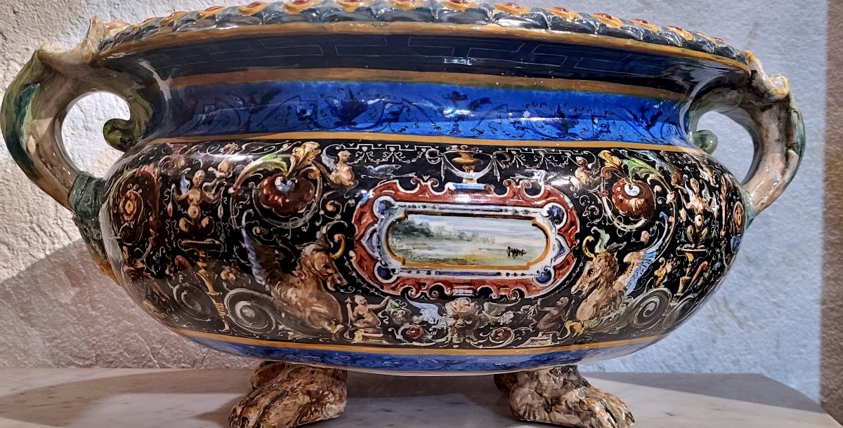Centre de table en faïence polychrome de Faenza – Manufacture Farina-photo-2