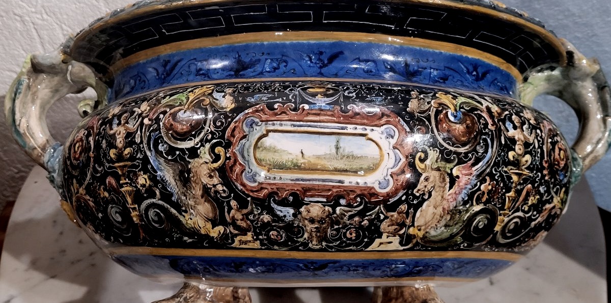 Centre de table en faïence polychrome de Faenza – Manufacture Farina-photo-1