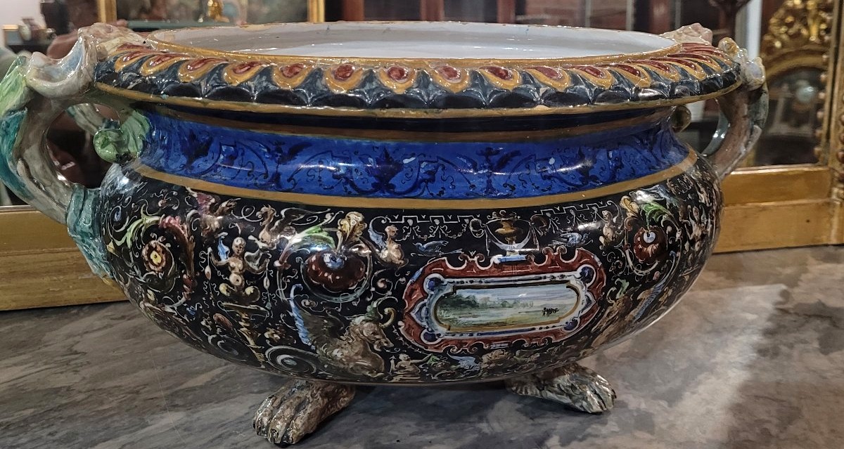Centre de table en faïence polychrome de Faenza – Manufacture Farina