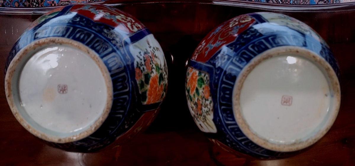 Kutani Vases In Polychrome And Gilded Porcelain, Japan, Second Half Of The 19th Century-photo-1