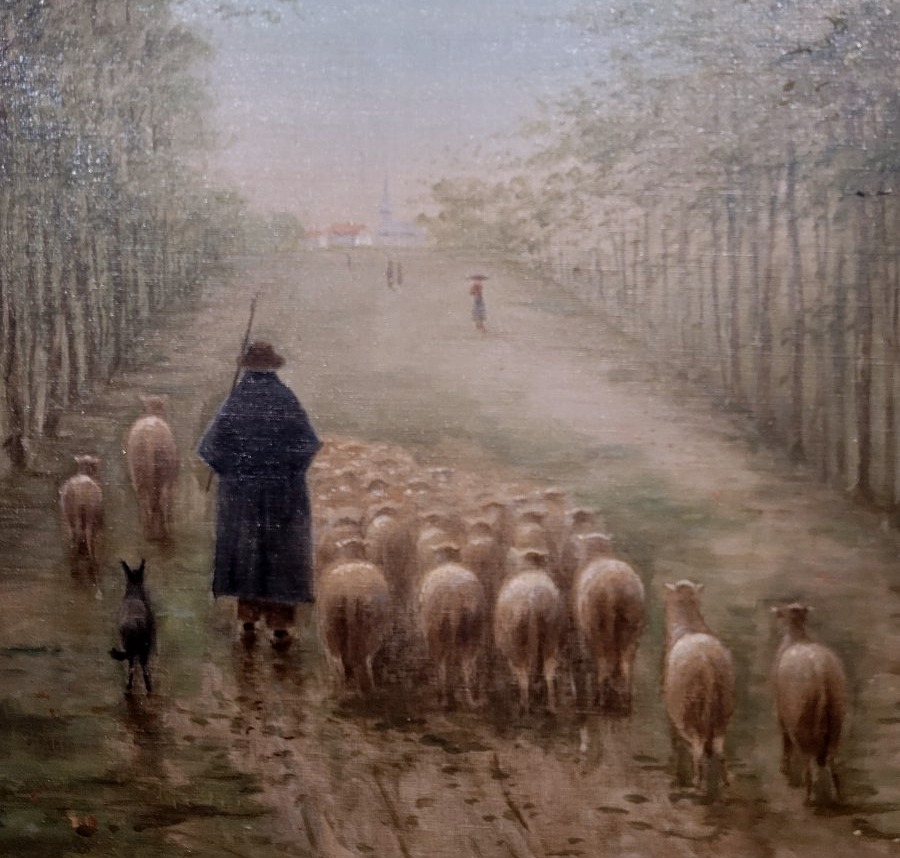 Le Retour du Troupeau – une grande peinture de paysage du XIXe siècle-photo-3