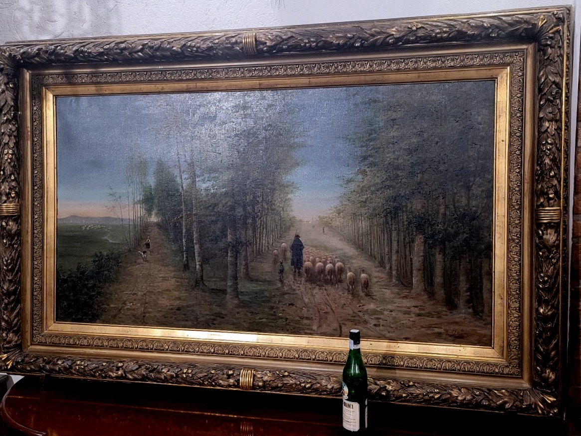 Le Retour du Troupeau – une grande peinture de paysage du XIXe siècle-photo-3