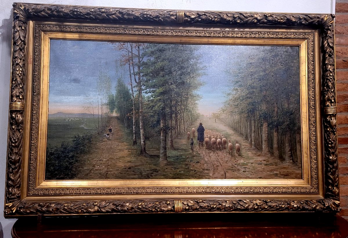Le Retour du Troupeau – une grande peinture de paysage du XIXe siècle