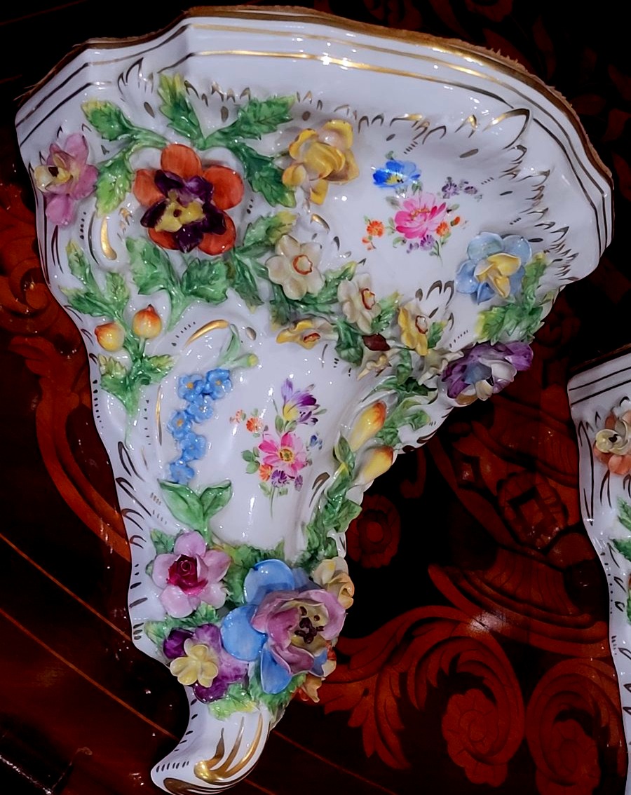 Two Polychrome Dresden Porcelain Side Plates-photo-2