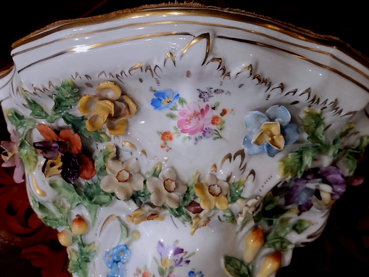 Two Polychrome Dresden Porcelain Side Plates-photo-3