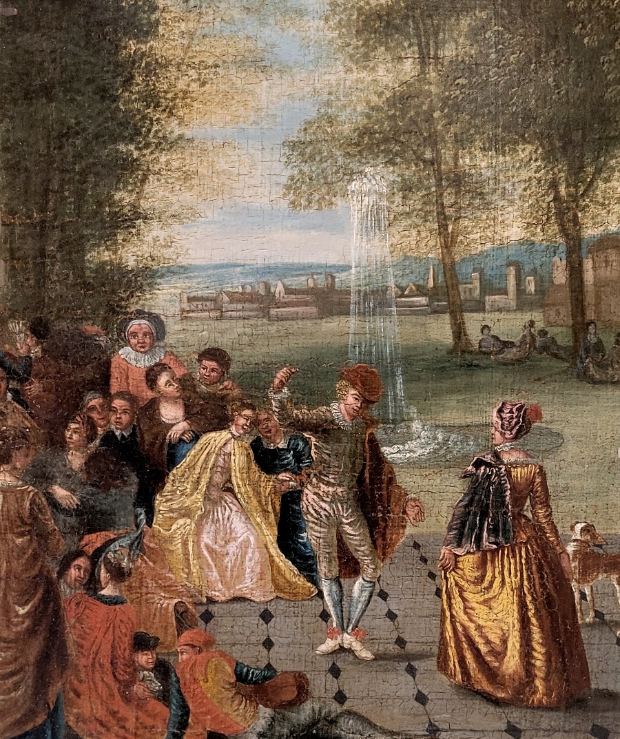 Peinture flamande/hollandaise – Garden-party galante – Huile sur toile-photo-2