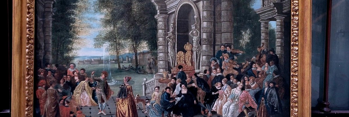 Peinture flamande/hollandaise – Garden-party galante – Huile sur toile-photo-3