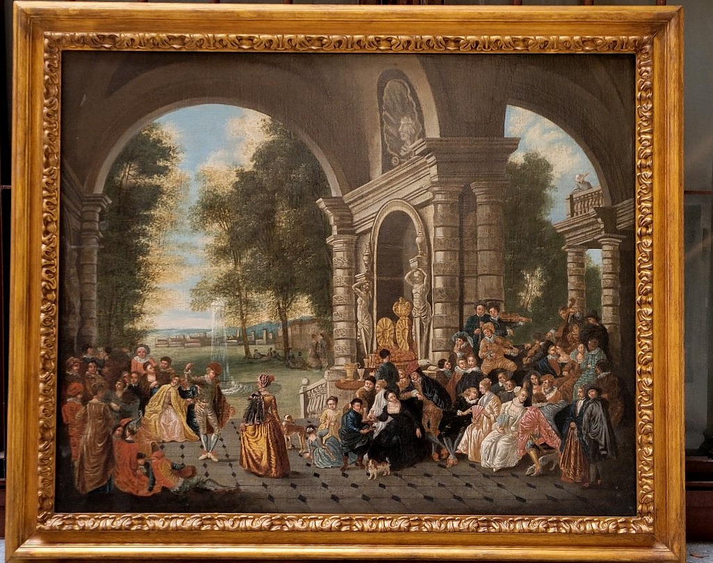 Peinture flamande/hollandaise – Garden-party galante – Huile sur toile