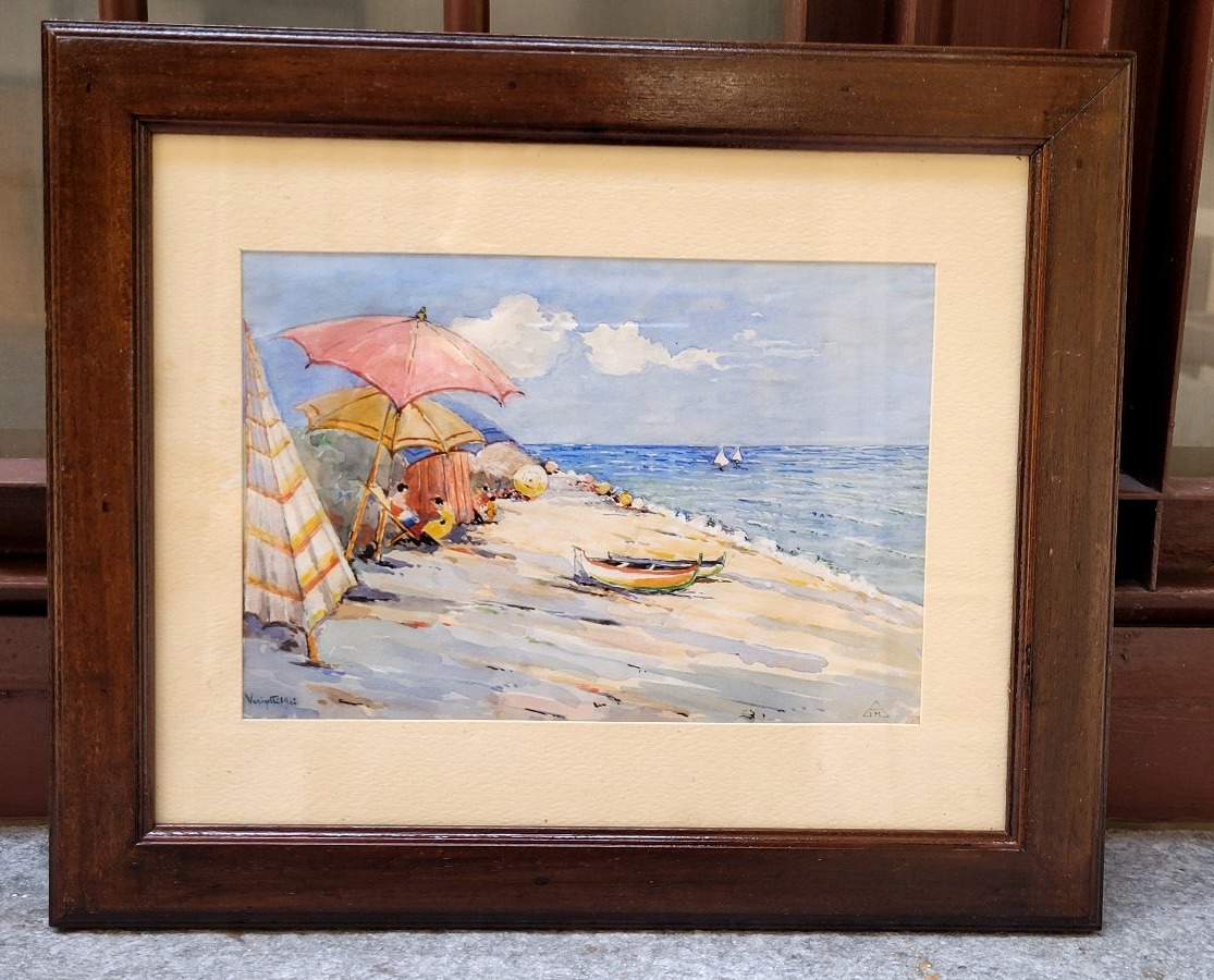Watercolor Painting On Paper Depicting The Beach At Varigotti-photo-4
