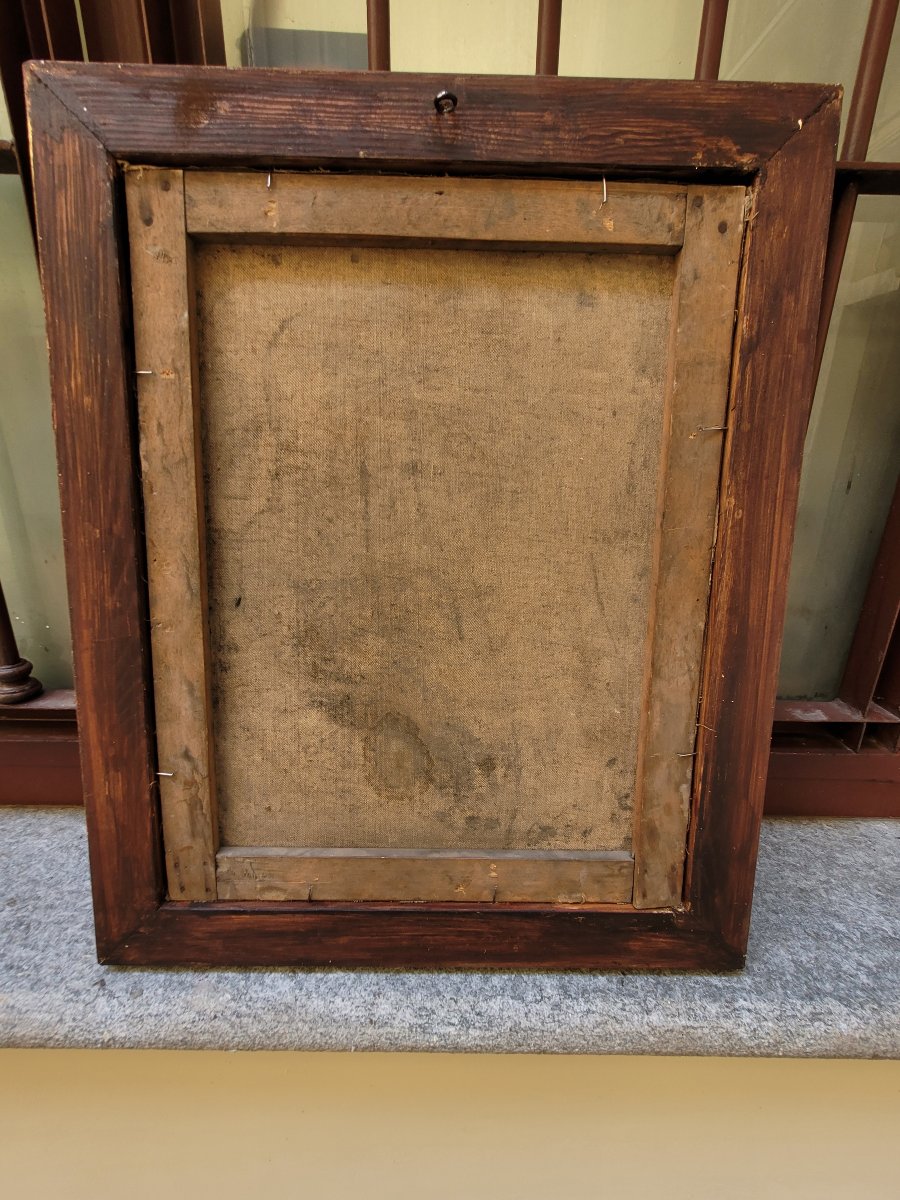  An Antique Oil Painting On Canvas Depicting Saint Catherine Of Alexandria-photo-7