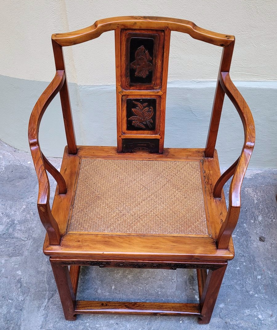 Paire de petits fauteuils chinois en bois – époque Qing, 1797-1820-photo-2