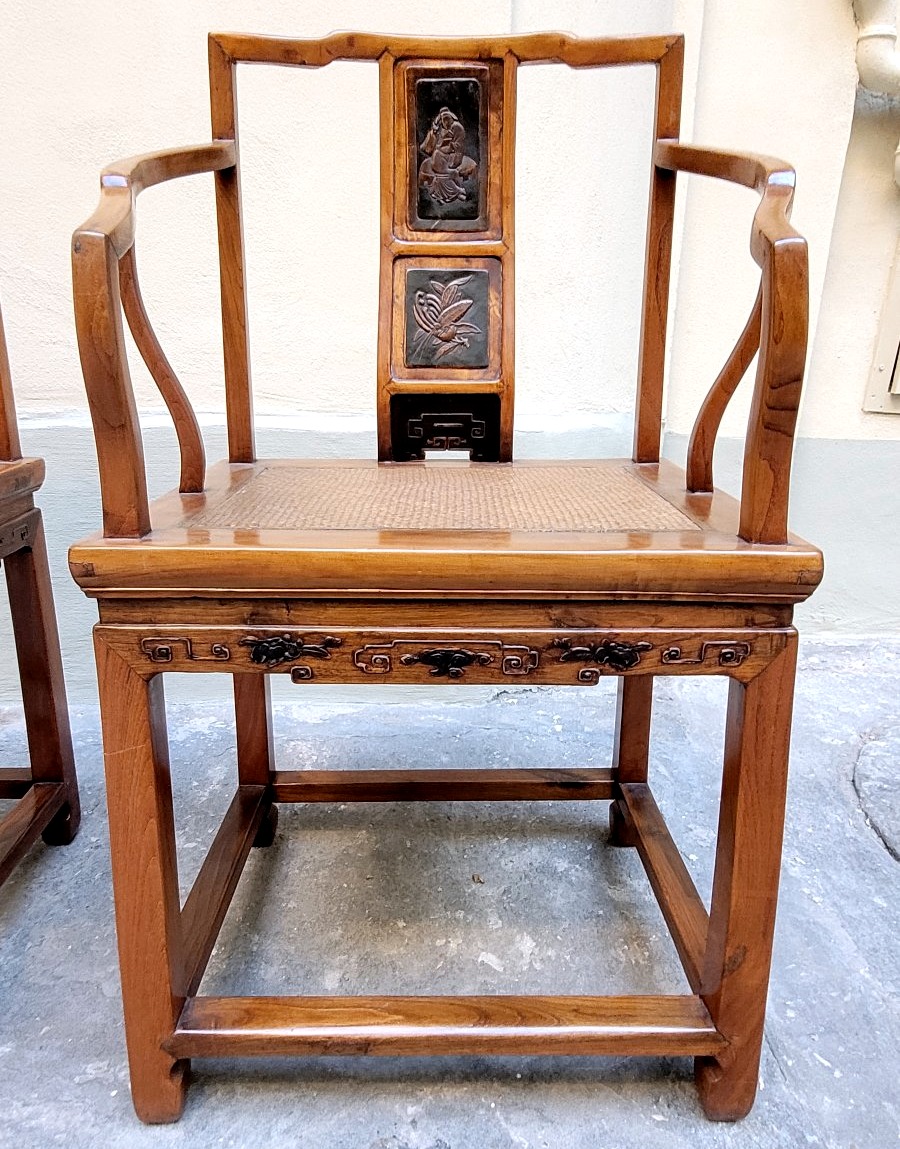 Paire de petits fauteuils chinois en bois – époque Qing, 1797-1820-photo-1