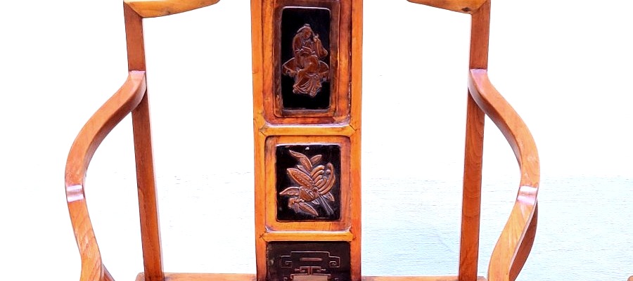 Paire de petits fauteuils chinois en bois – époque Qing, 1797-1820-photo-2