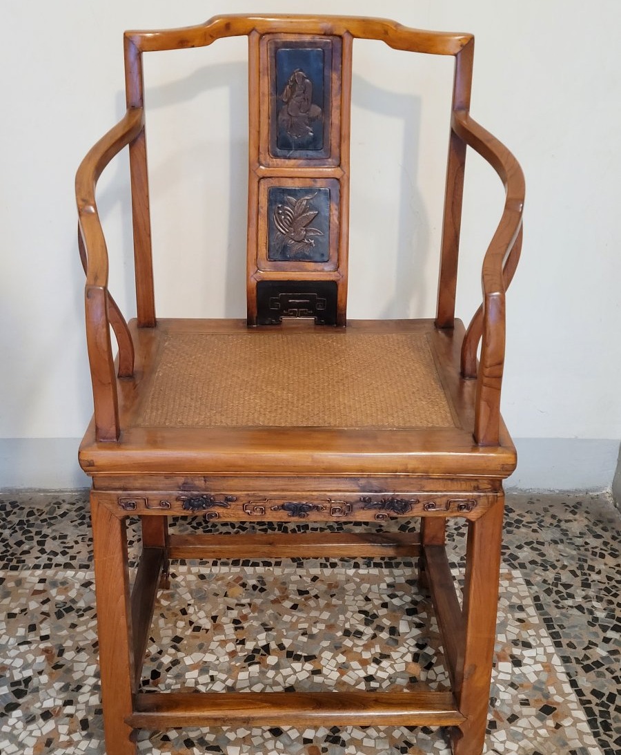 Paire de petits fauteuils chinois en bois – époque Qing, 1797-1820-photo-3