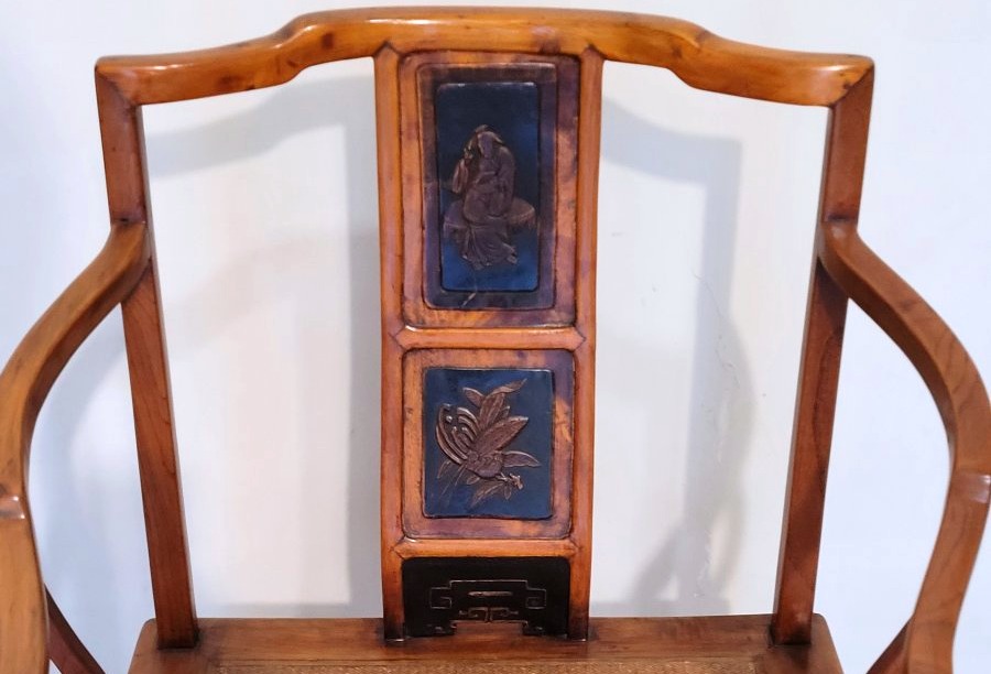Paire de petits fauteuils chinois en bois – époque Qing, 1797-1820-photo-4