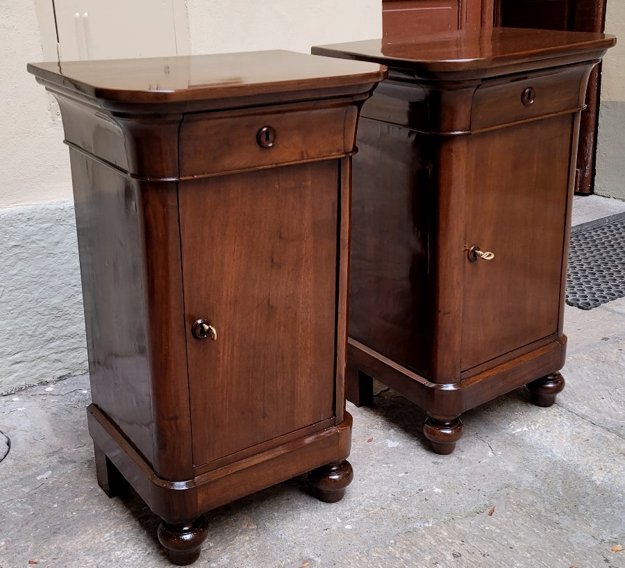 Two Antique Walnut Sideboards – Louis Philippe Style, Piedmont, 1830–1850-photo-3