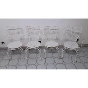 4 Chaises De Jardin En Fer Forgé