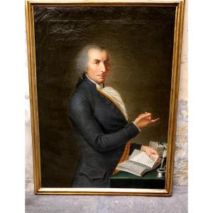 Ancienne Peinture à l'Huile Sur Toile Datant Du XVIIIe Siècle, Représentant Le Noble 