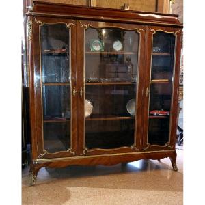 Vitrine Napoléon III En Palissandre, Circa 1860, Marquetée 