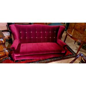 Canapé Art Déco, fabrication italienne, refait à neuf avec rembourrage et tissu