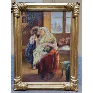 Oil Painting On Canvas, Neapolitan School, First Half Of 1900