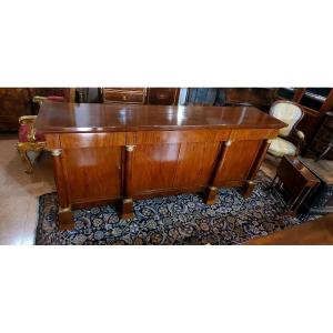 Antique Empire Sideboard, Piedmontese Manufacture (italy) In Walnut Wood