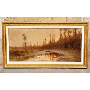 Peinture ancienne à l'huile sur toile de Giacinto Bo, peintre piémontais (Italie) né en 1832 