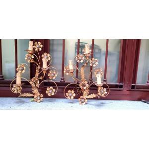 Golden Wrought Iron Wall Lamps