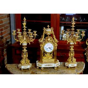 Antique Napoleon III Era Candlestick Clock, Produced By The Jannetti 