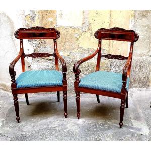 Antique Charles X Armchairs In Rosewood, Made In Italy