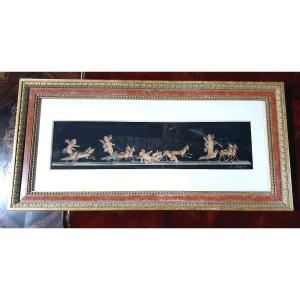 Antique Neapolitan School Painting, Watercolor Technique, 19th Century