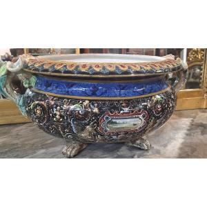 Large Polychrome Faenza Majolica Centerpiece – Farina Factory