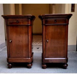 Two Antique Walnut Sideboards – Louis Philippe Style, Piedmont, 1830–1850