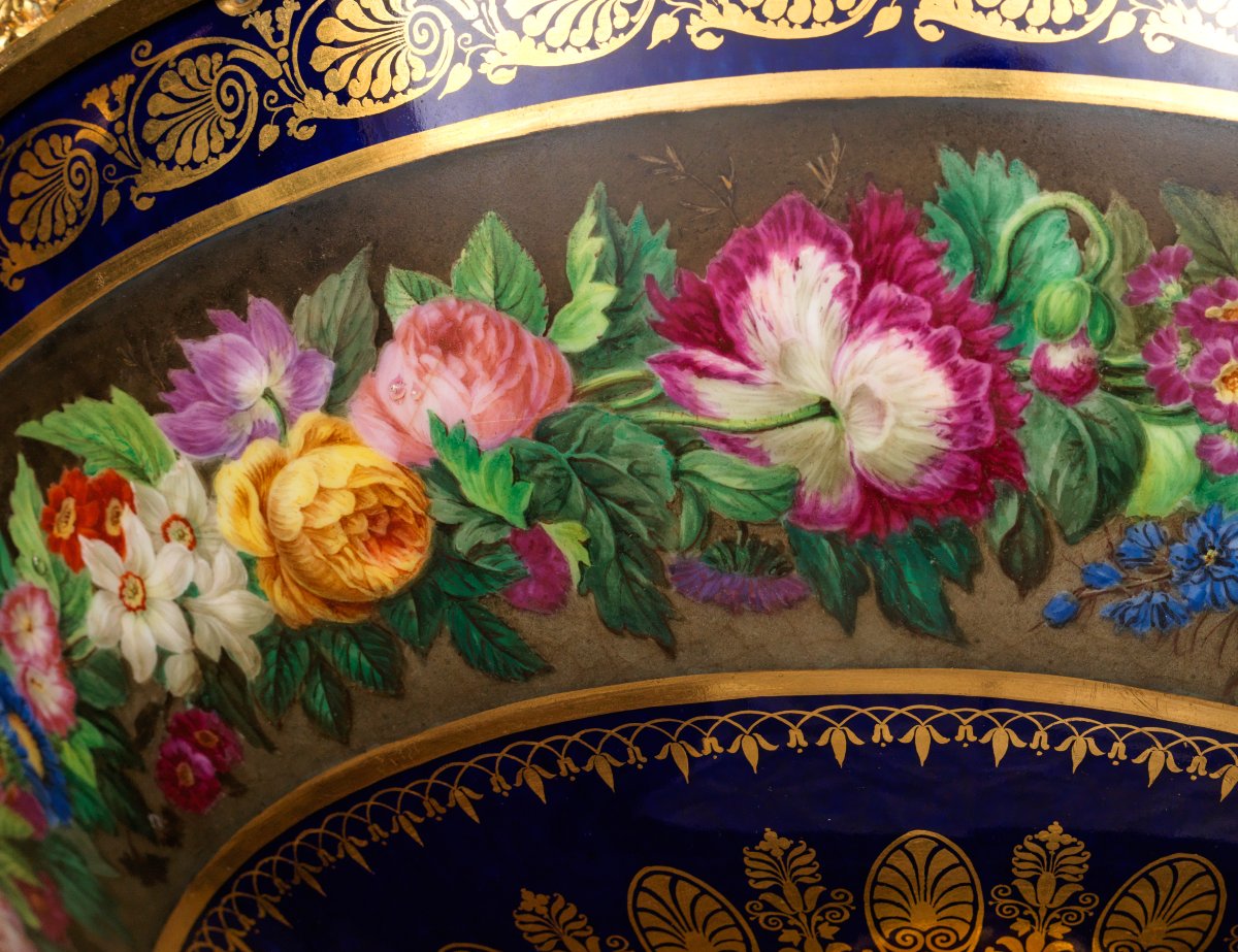 Charles X Chandelier In Painted Porcelain And Gilt Bronze, Feuillet Paris Manufacture-photo-2