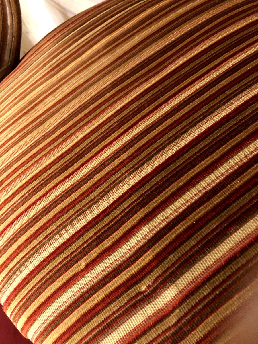 Paire de cabriolets Louis XVI tissu rayé bois naturel-photo-5