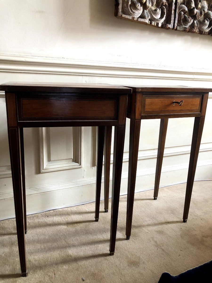 Paire de petites table marquetées début XIXe siècle-photo-6