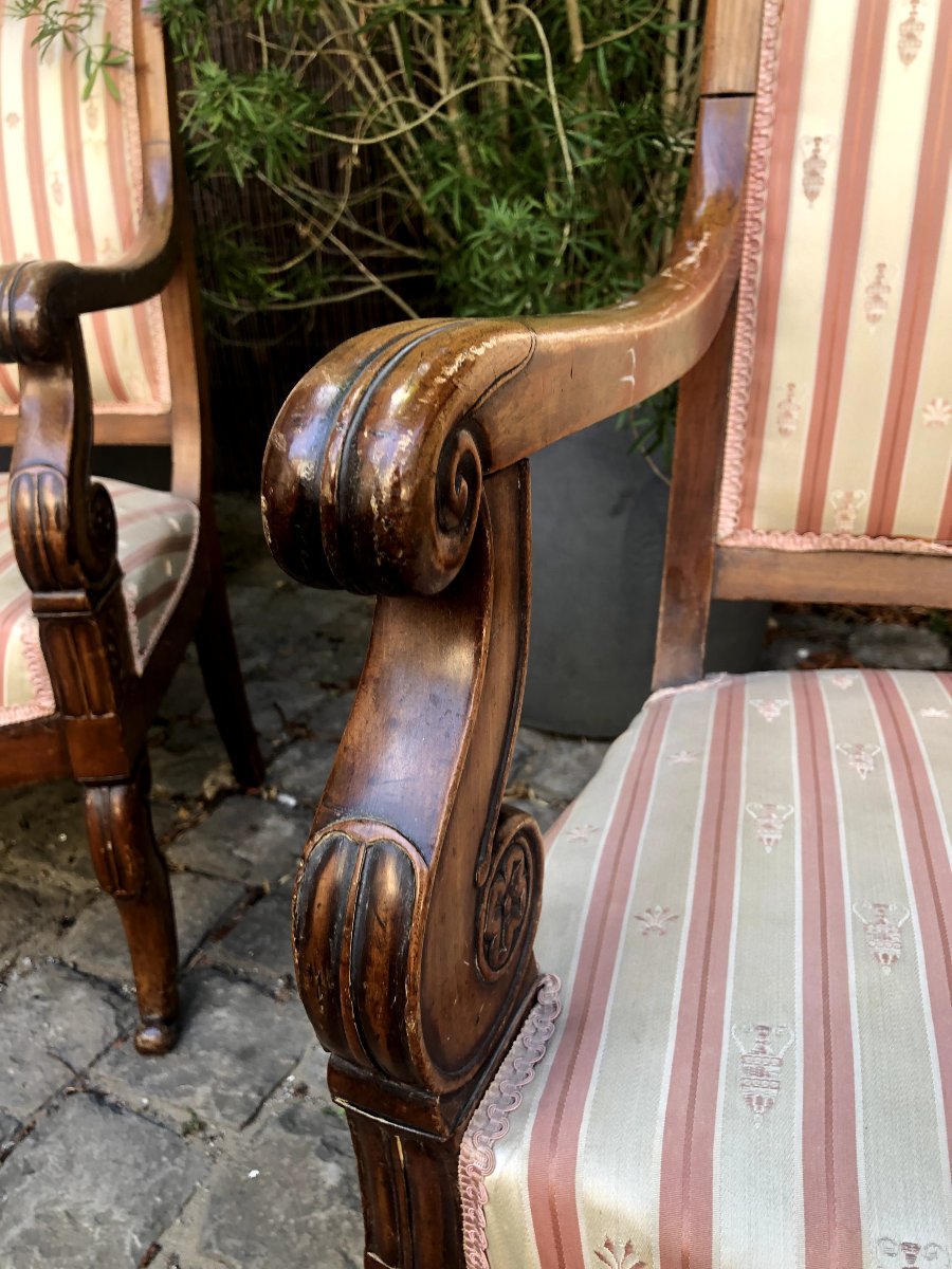 Ensemble de 4 fauteuils d'époque Restauration en acajou-photo-2