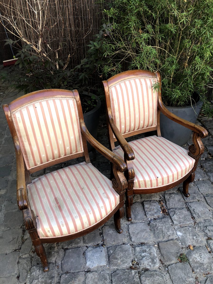 Ensemble de 4 fauteuils d'époque Restauration en acajou-photo-3