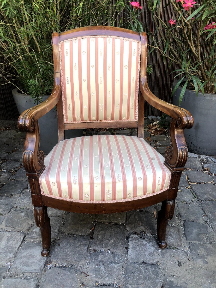 Ensemble de 4 fauteuils d'époque Restauration en acajou-photo-1