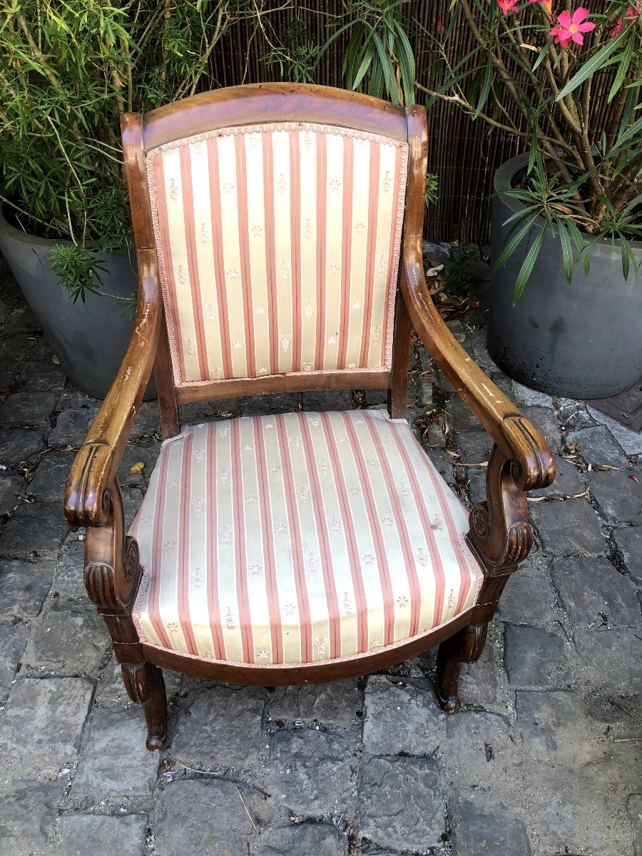 Ensemble de 4 fauteuils d'époque Restauration en acajou-photo-3