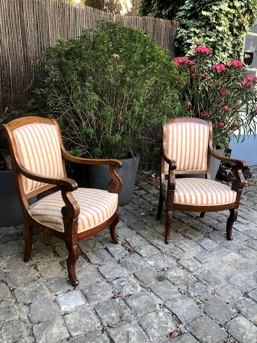 Ensemble de 4 fauteuils d'époque Restauration en acajou-photo-5