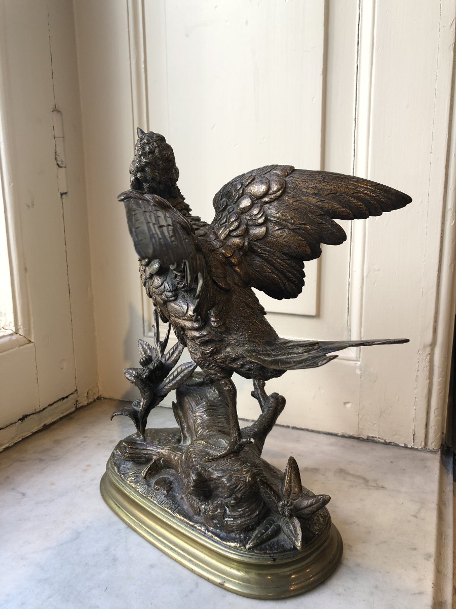 Bronze représentant un perdrix par Eugène Delabrièrre (1829-1912)-photo-2