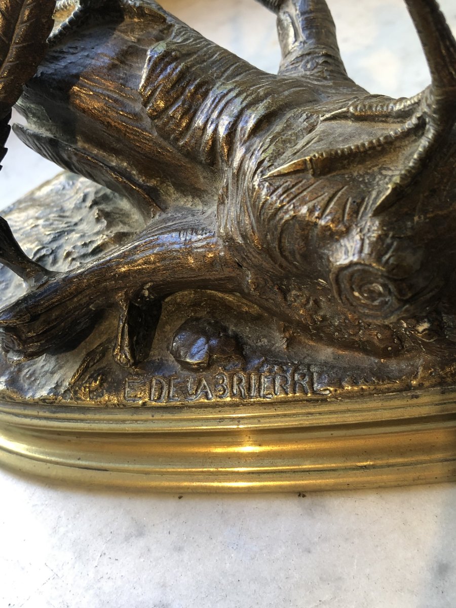 Bronze représentant un perdrix par Eugène Delabrièrre (1829-1912)-photo-3