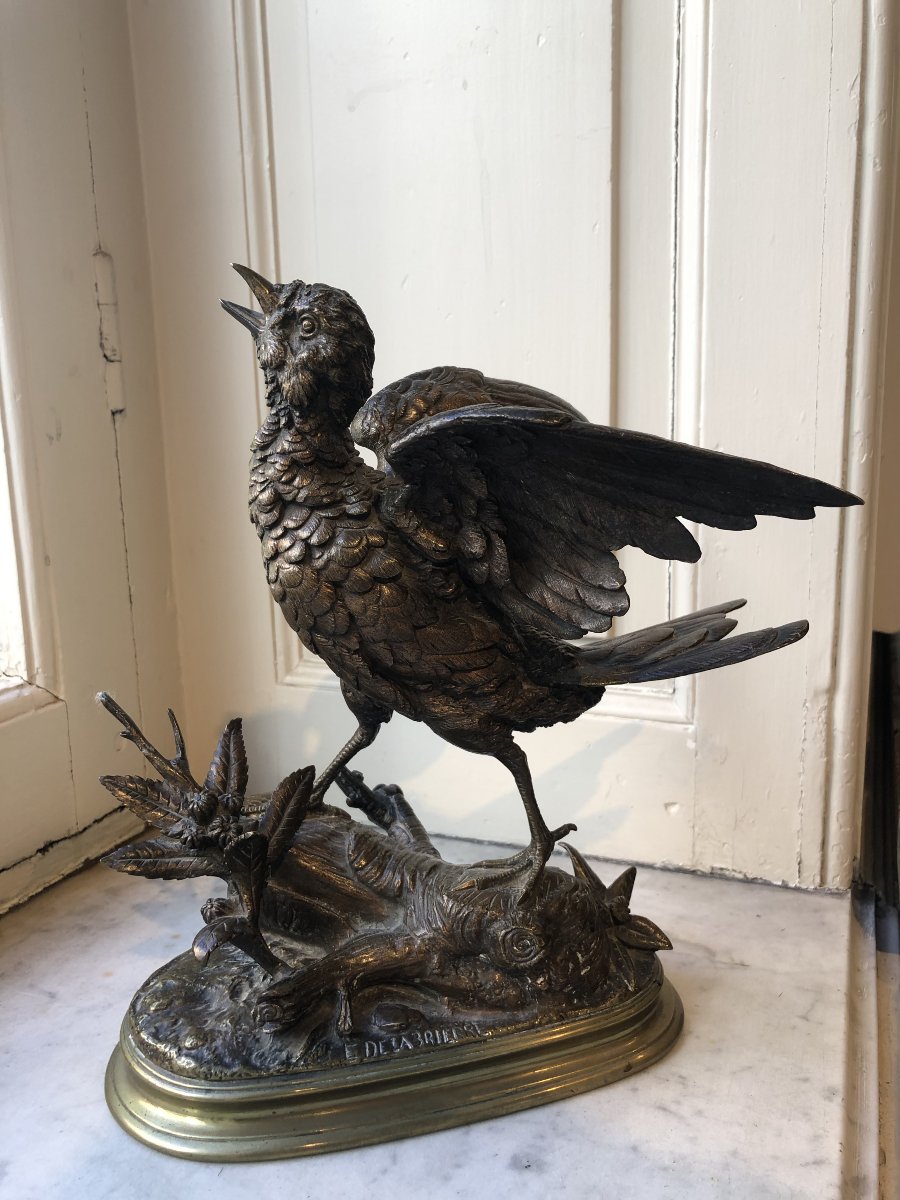Bronze représentant un perdrix par Eugène Delabrièrre (1829-1912)