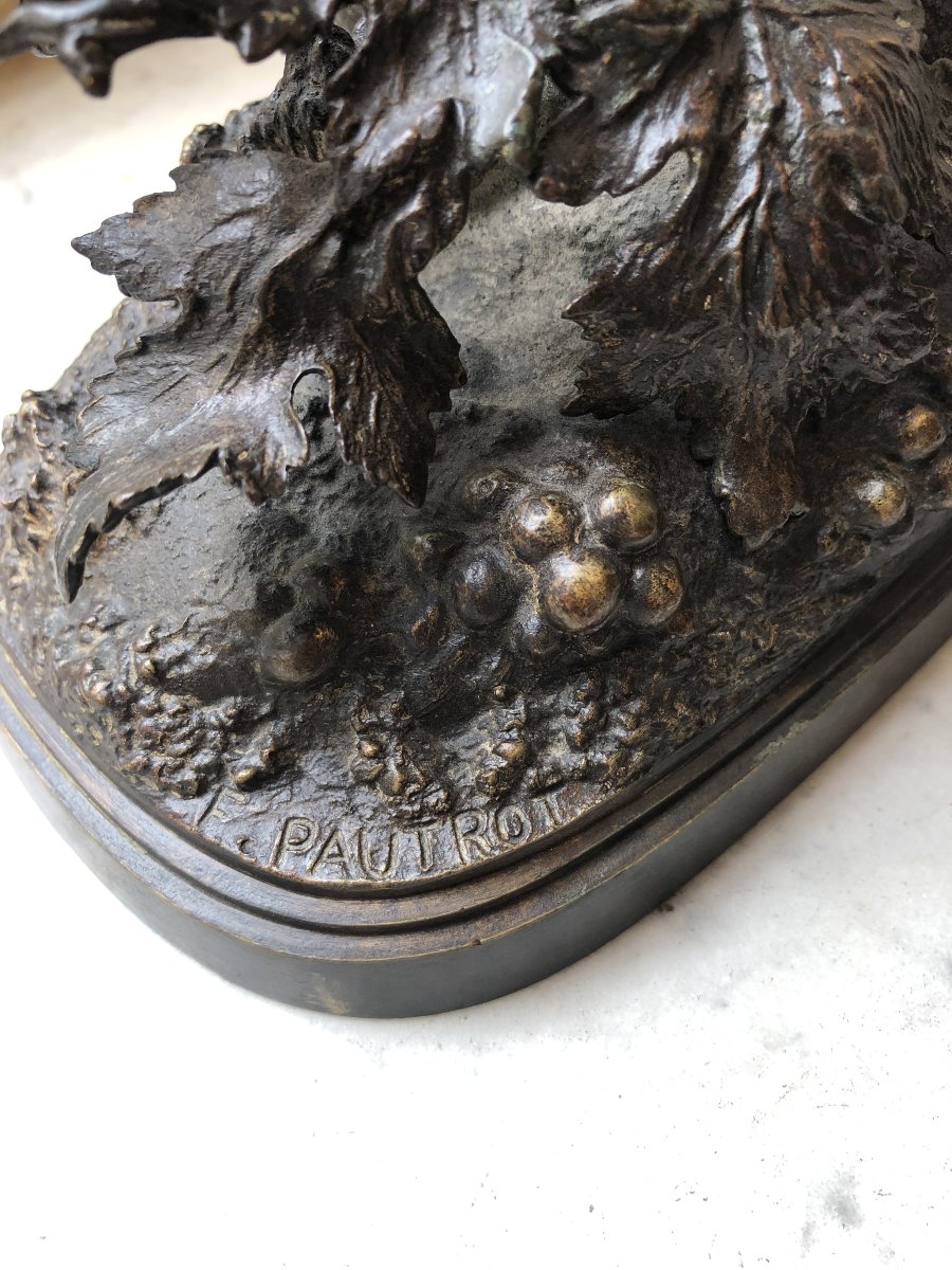 Bronze Animal Sculpture Of A Bird On A Branch - Ferdinand Pautrot (1832–1874)-photo-5