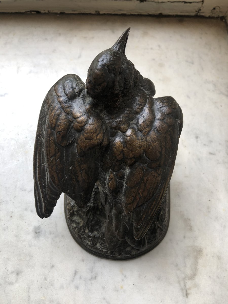 Bronze Sculpture Of A Small Bird By Jules Moigniez (1835–1894)-photo-2
