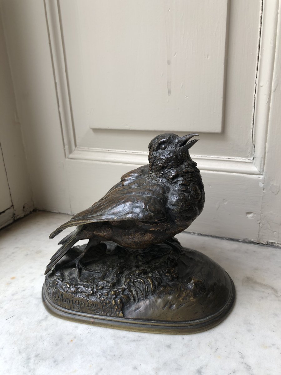Bronze Sculpture Of A Small Bird By Jules Moigniez (1835–1894)-photo-3